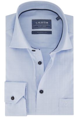 Ledub Ledub business overhemd Modern Fit New borstzak lichtblauw effen katoen