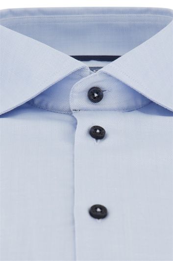 Ledub business overhemd Modern Fit New borstzak lichtblauw effen katoen
