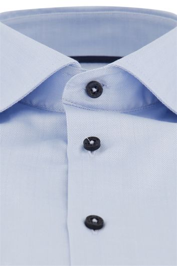 Ledub overhemd lichtblauw mouwlengte 7 Modern Fit New normale fit effen katoen