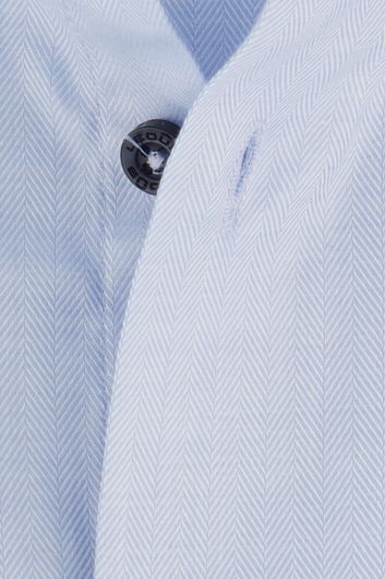 Ledub overhemd lichtblauw mouwlengte 7 Modern Fit New normale fit effen katoen