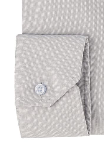Ledub overhemd mouwlengte 7 Modern Fit normale fit grijs effen katoen
