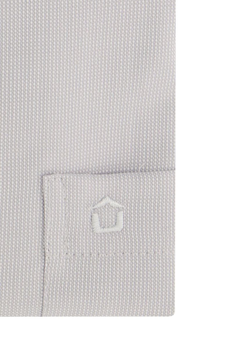 Ledub overhemd mouwlengte 7 Modern Fit grijs effen katoen normale fit