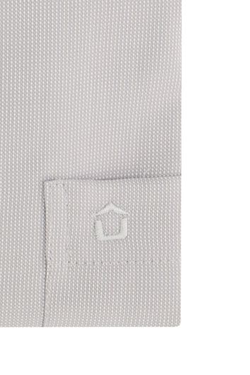 overhemd mouwlengte 7 Ledub Modern Fit grijs effen katoen normale fit 