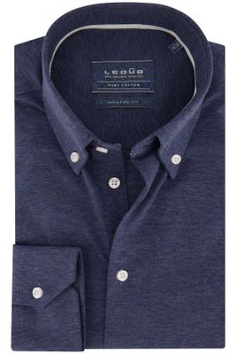 Ledub Ledub business overhemd Modern Fit New blauw effen katoen normale fit