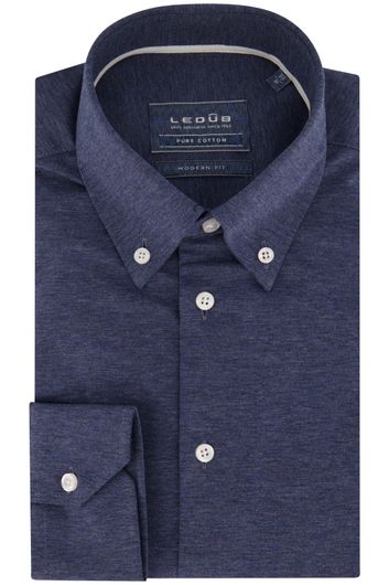 business overhemd Ledub Modern Fit New blauw effen katoen normale fit 