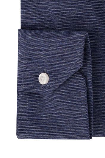 Ledub business overhemd Modern Fit New normale fit blauw gemêleerd katoen