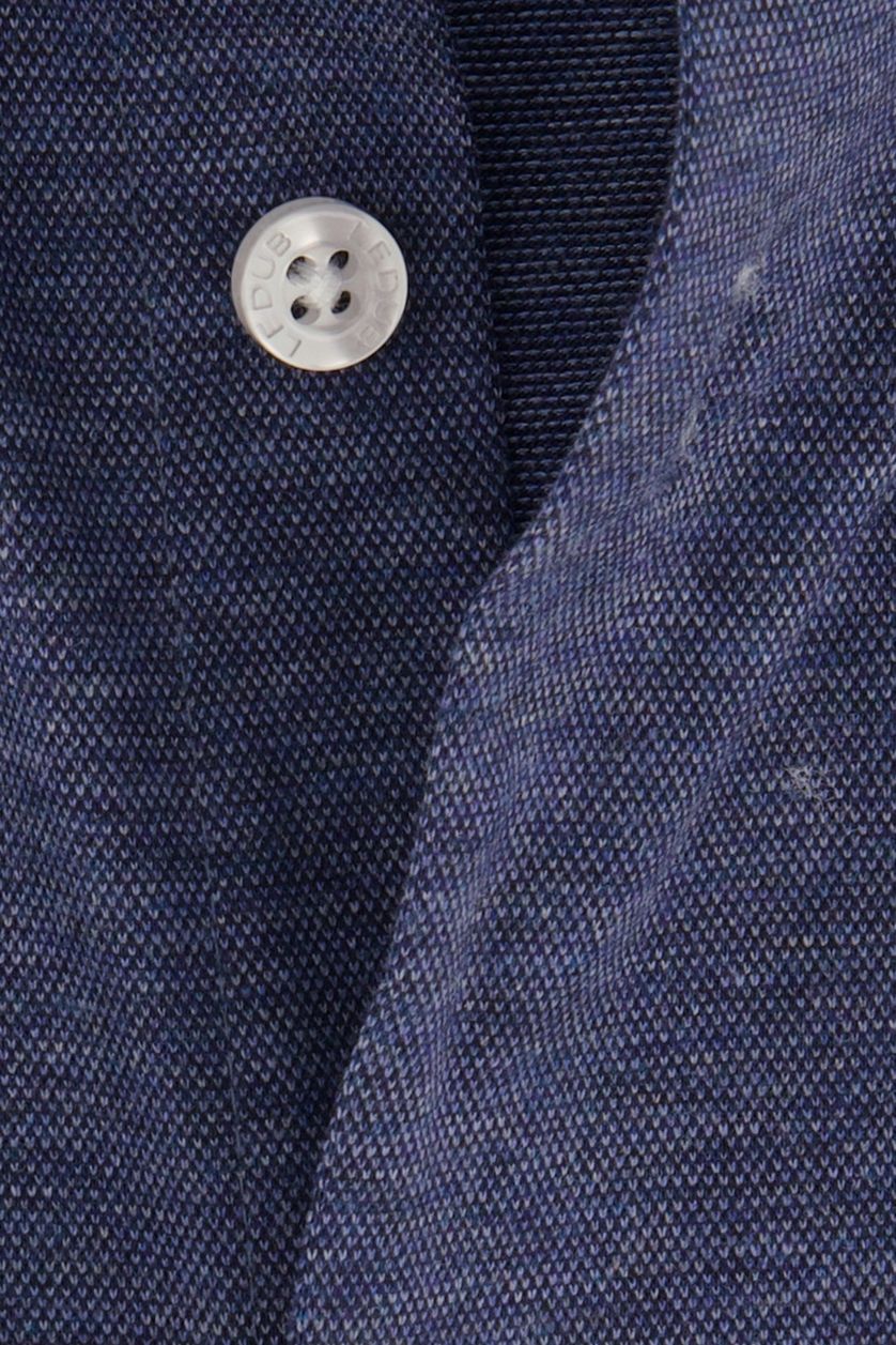 Ledub overhemd button down mouwlengte 7 Modern Fit New donkerblauw effen katoen