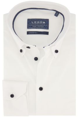 Ledub Ledub overhemd mouwlengte 7 Modern Fit New wit effen katoen normale fit