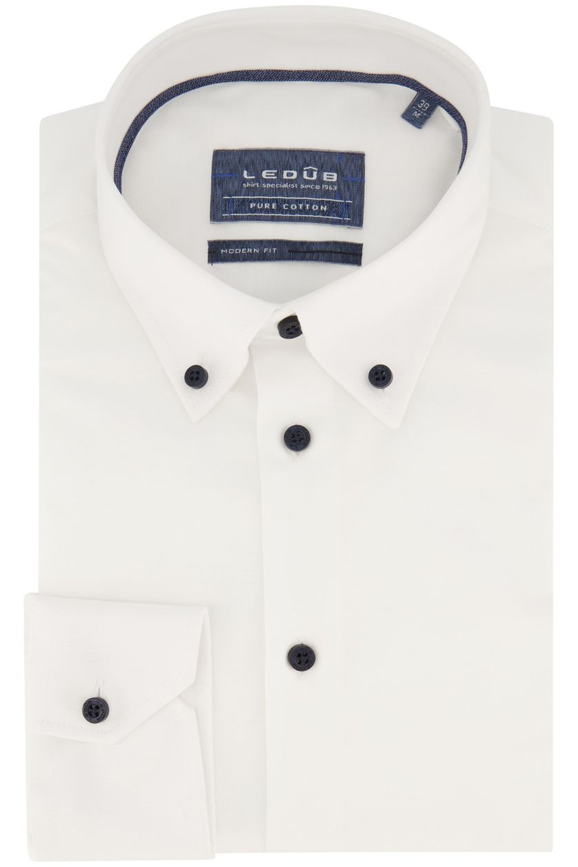 Ledub overhemd mouwlengte 7 Modern Fit New wit katoen button down