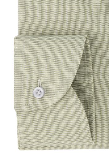 overhemd mouwlengte 7 John Miller Tailored Fit groen effen katoen 