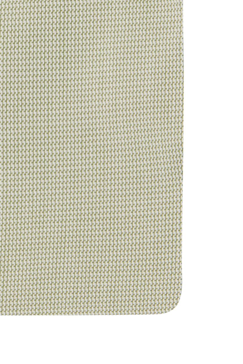 John Miller overhemd mouwlengte 7 Tailored Fit groen effen katoen 