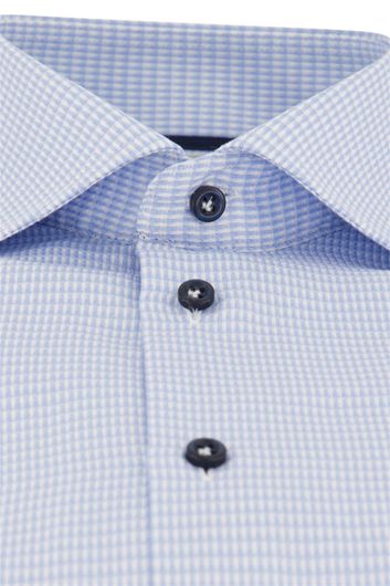 John Miller lichtblauw geruit business overhemd normale fit tailored katoen