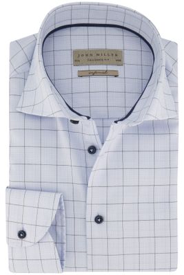 John Miller business overhemd John Miller Tailored Fit lichtblauw geruit katoen slim fit 