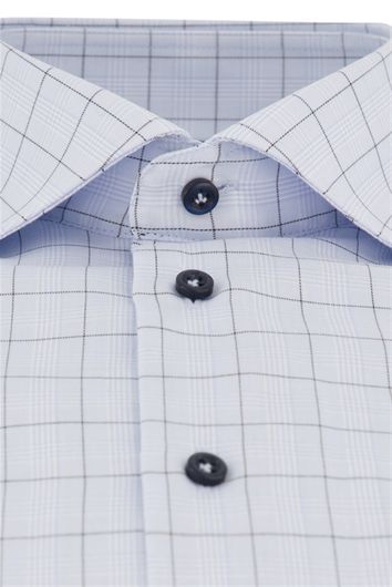 business overhemd John Miller Tailored Fit lichtblauw geruit katoen slim fit 