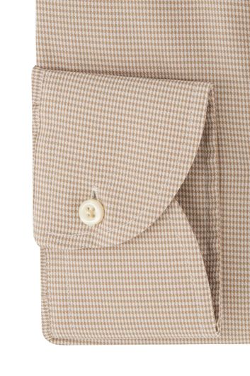 John Miller business overhemd Tailored Fit beige geruit katoen