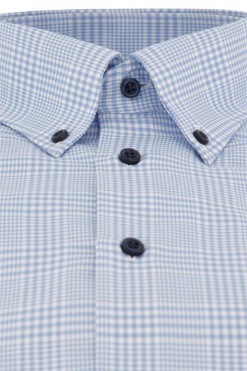 business overhemd John Miller Tailored Fit lichtblauw geruit katoen slim fit 