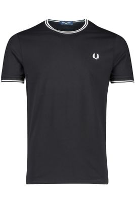 Fred Perry Fred Perry polo  normale fit zwart effen katoen Fred Perry t-shirt  normale fit zwart effen katoen