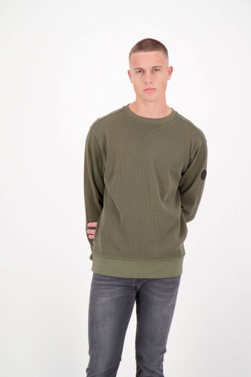 Airforce sweater ronde hals groen effen katoen
