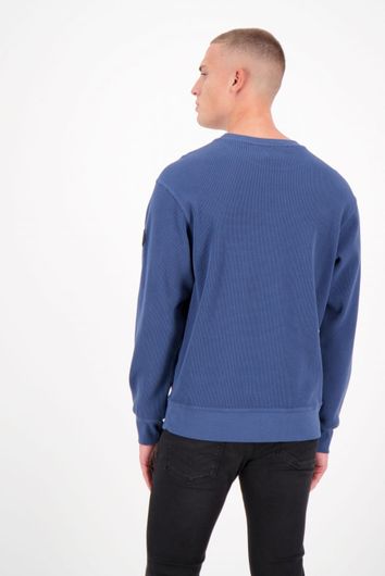 Airforce sweater trui ronde hals donkerblauw  effen katoen