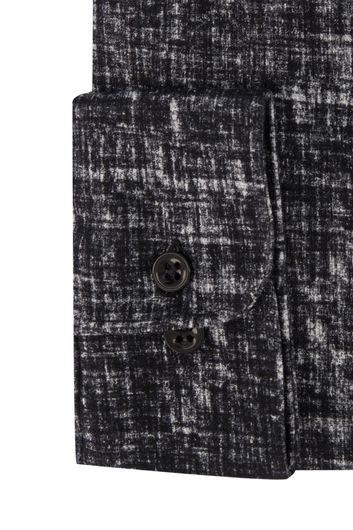 Blue Industry casual overhemd slim fit zwart geprint katoen