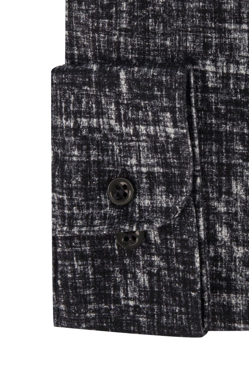 Blue Industry casual overhemd zwart geprint katoen slim fit