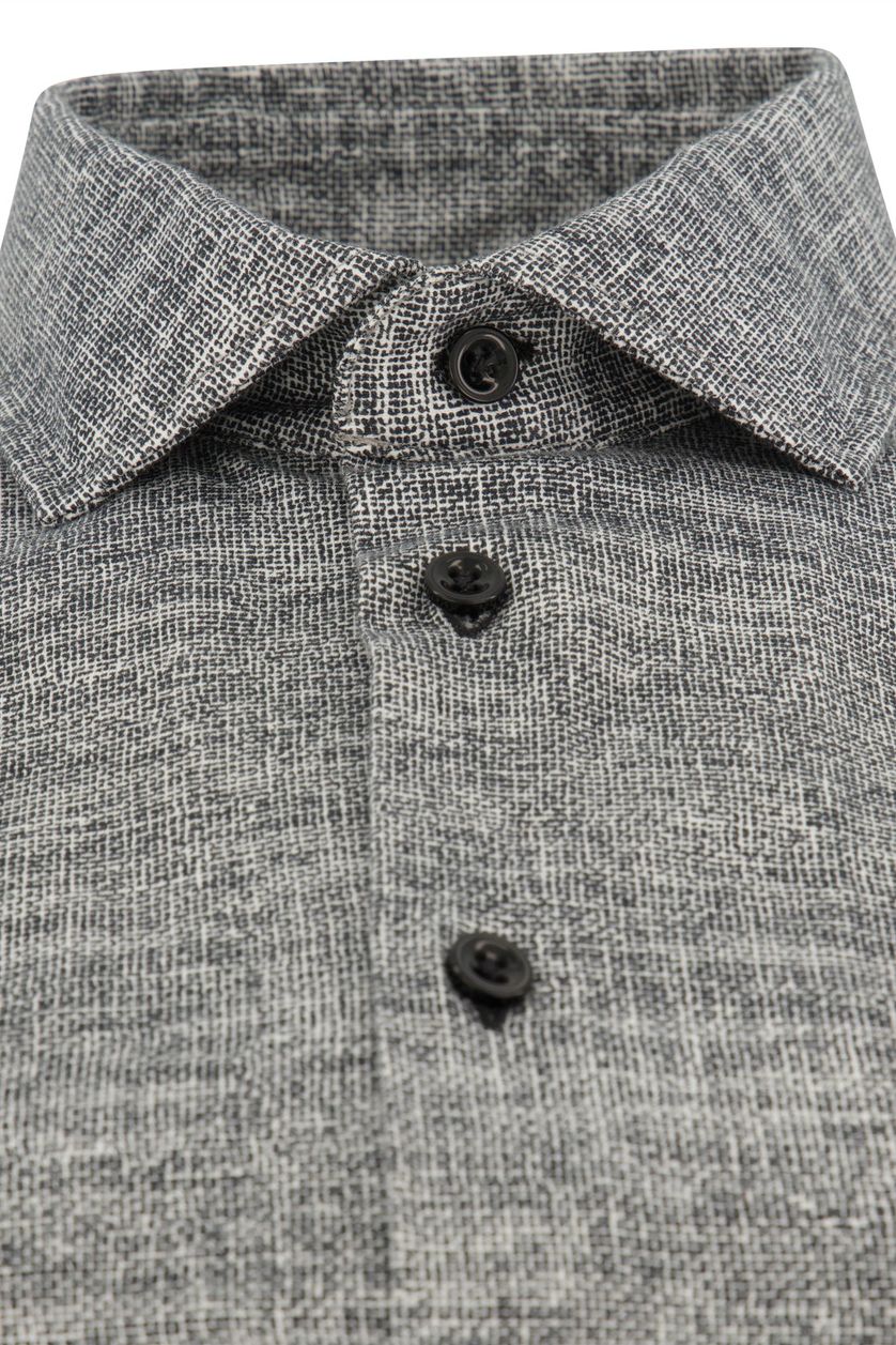 Blue Industry casual overhemd grijs geprint katoen slim fit