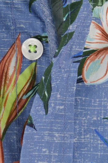 NZA korte mouwen overhemd bloemenprint blauw