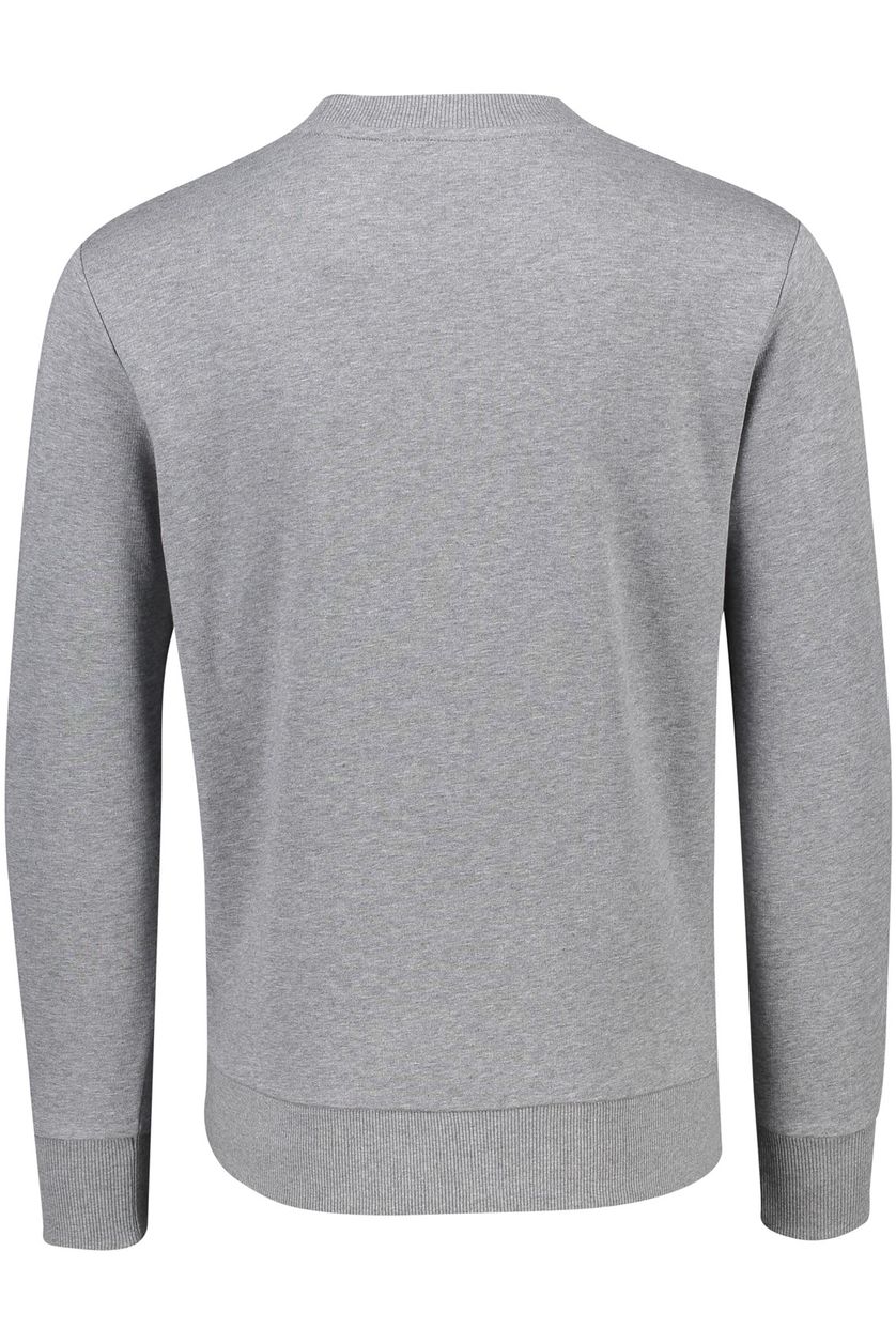 Gant sweater grijs effen katoen ronde hals 