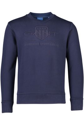 Gant sweater Gant donkerblauw effen katoen 