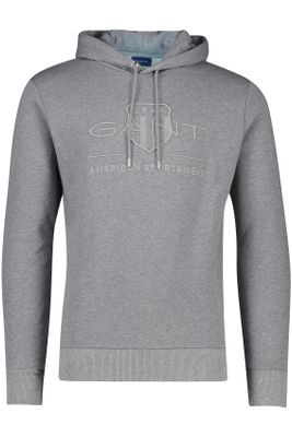Gant Gant sweater ronde hals grijs effen katoen