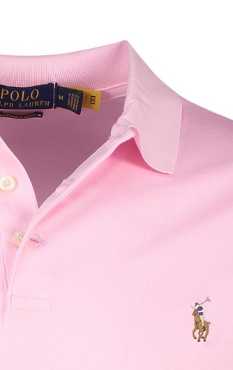 polo Polo Ralph Lauren Custom Slim Fit roze effen katoen normale fit
