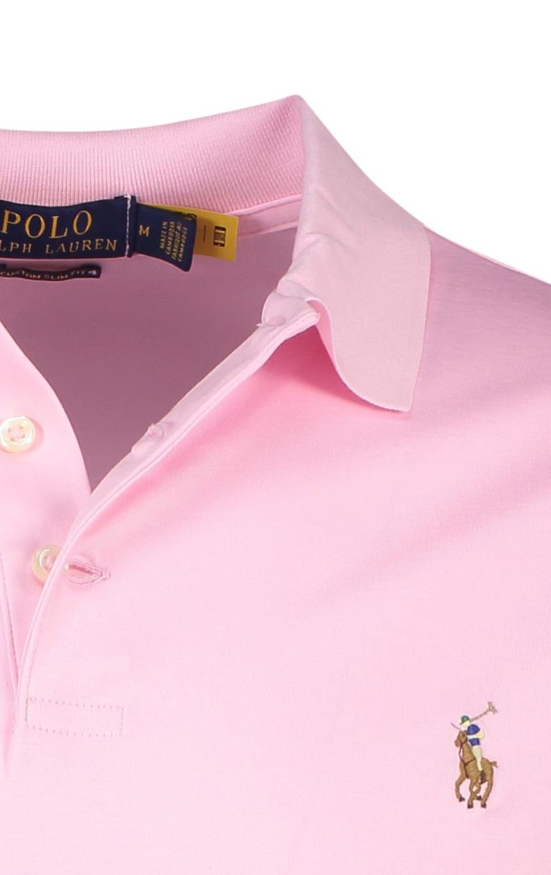 Roze Polo Ralph Lauren polo Custom Slim Fit effen katoen normale fit