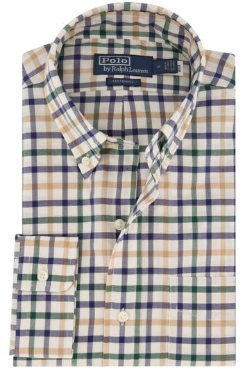 casual overhemd Polo Ralph Lauren Custom Fit wit geruit katoen normale fit 