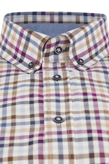 Giordano casual overhemd wijde fit blauw ruit button down boord