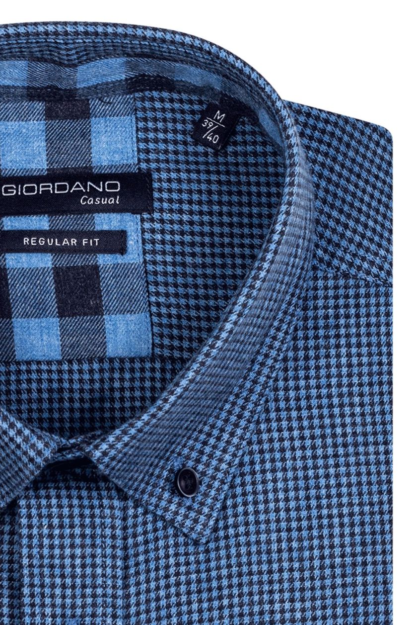 Geruit Giordano casual overhemd blauw katoen