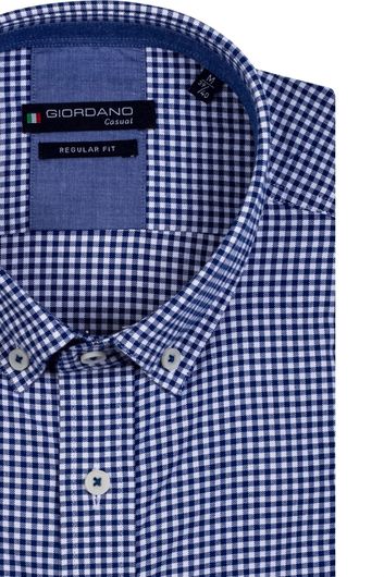 casual overhemd Giordano wijde fit blauw geruit