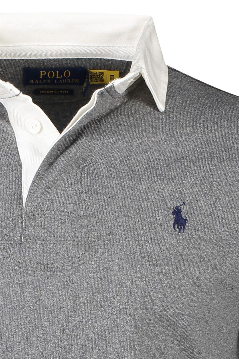 Polo Ralph trui Big & grijs effen katoen 3 knoops | OverhemdenOnline