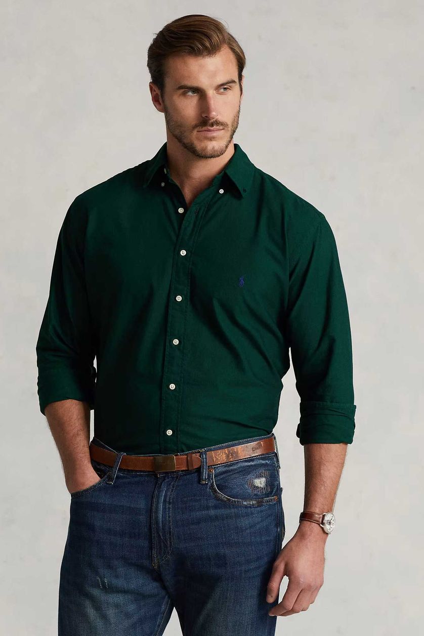 Polo Ralph Lauren casual overhemd Big & Tall groen effen katoen normale fit