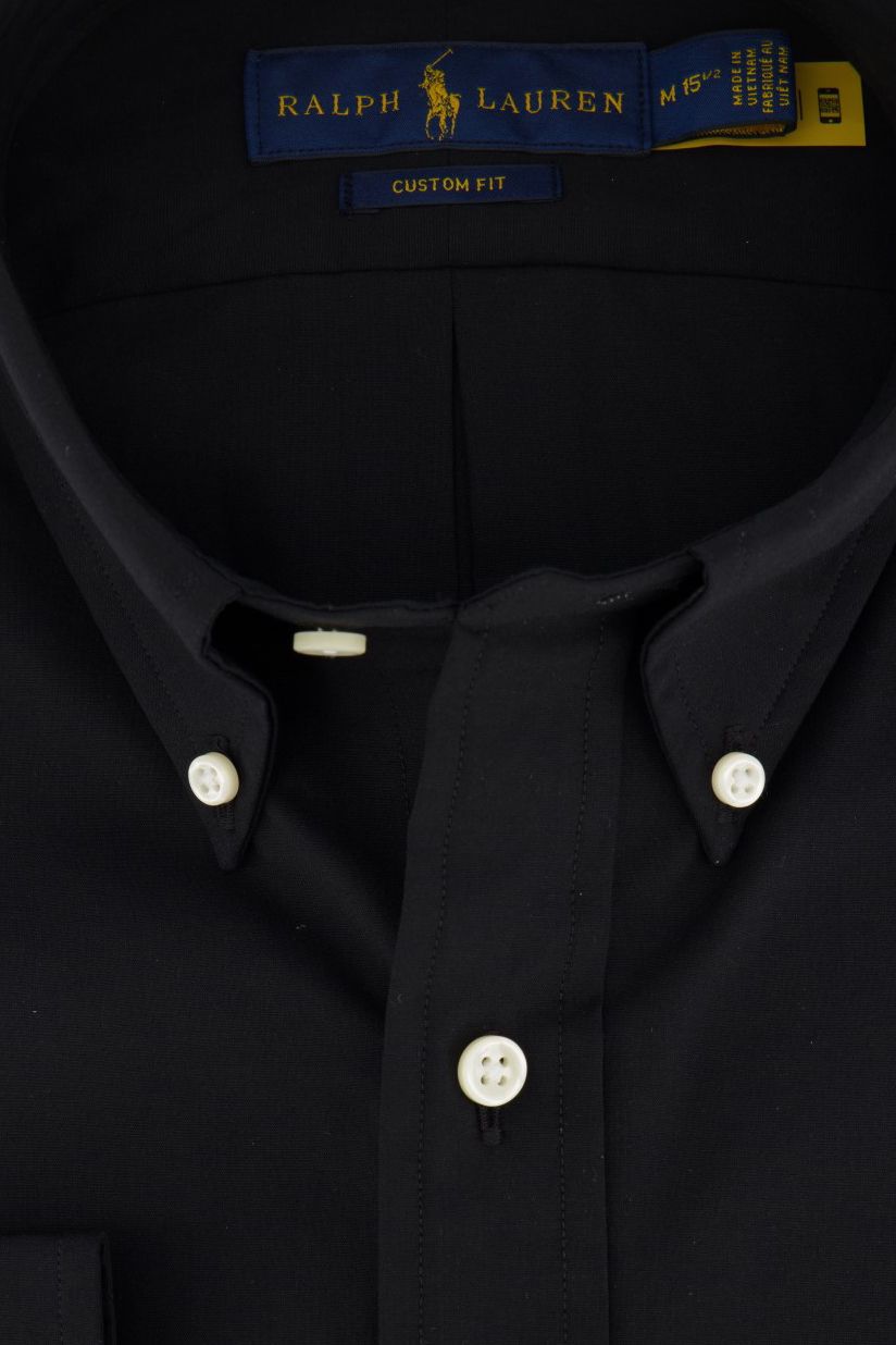Polo Ralph Lauren casual overhemd Big & Tall zwart effen katoen normale fit