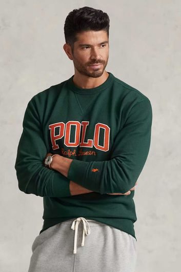 Big & Tall Polo Ralph Lauren trui ronde hals donkergroen met tekst katoen
