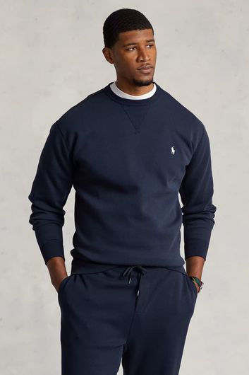 Polo Ralph Lauren sweater Big & Tall ronde hals donkerblauw effen katoen