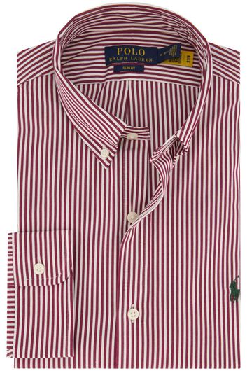 casual overhemd Polo Ralph Lauren bordeaux gestreept katoen slim fit 