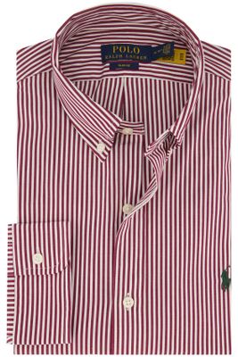 Polo Ralph Lauren Polo Ralph Lauren casual overhemd bordeaux gestreept katoen slim fit