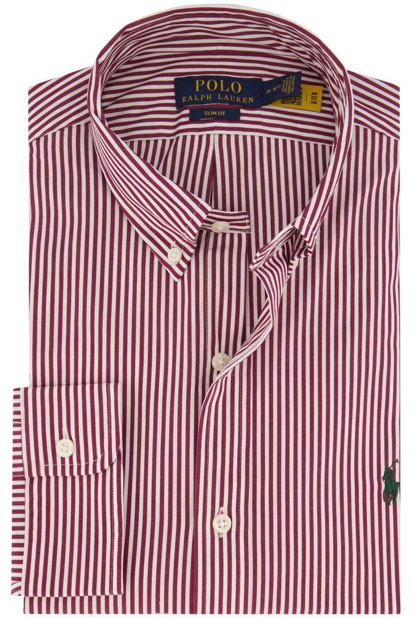 stil entiteit Extra Polo Ralph Lauren casual overhemd bordeaux gestreept katoen slim fit |  OverhemdenOnline