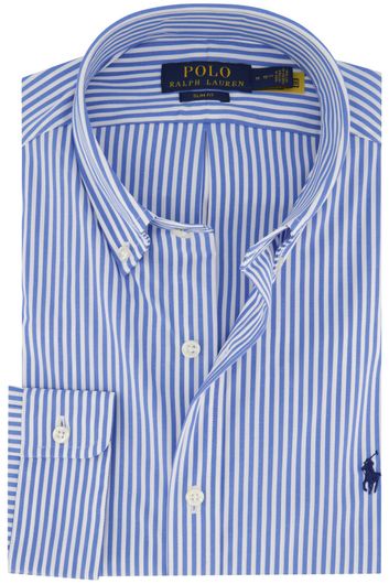 casual overhemd Polo Ralph Lauren lichtblauw gestreept katoen slim fit 