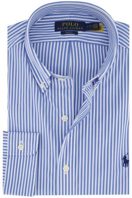 Polo Ralph Lauren casual overhemd Polo Ralph Lauren lichtblauw gestreept katoen slim fit 