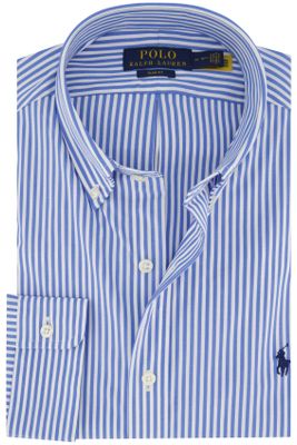 Polo Ralph Lauren Polo Ralph Lauren casual overhemd lichtblauw gestreept katoen slim fit