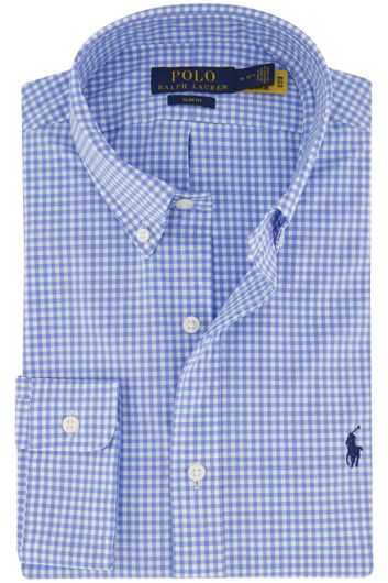 casual overhemd Polo Ralph Lauren Slim Fit blauw geruit katoen slim fit 