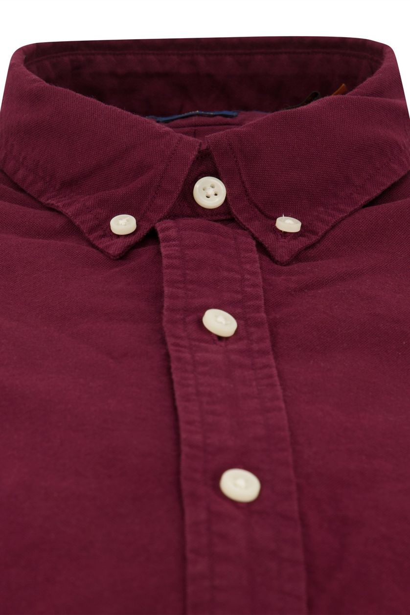 Polo Ralph Lauren casual overhemd  bordeaux effen katoen slim fit