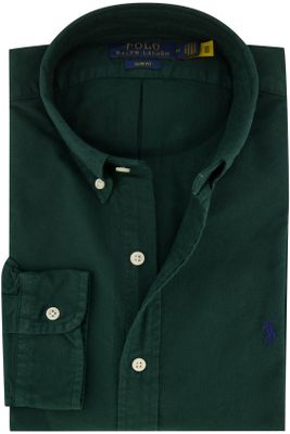 Polo Ralph Lauren casual overhemd Polo Ralph Lauren groen effen katoen slim fit 